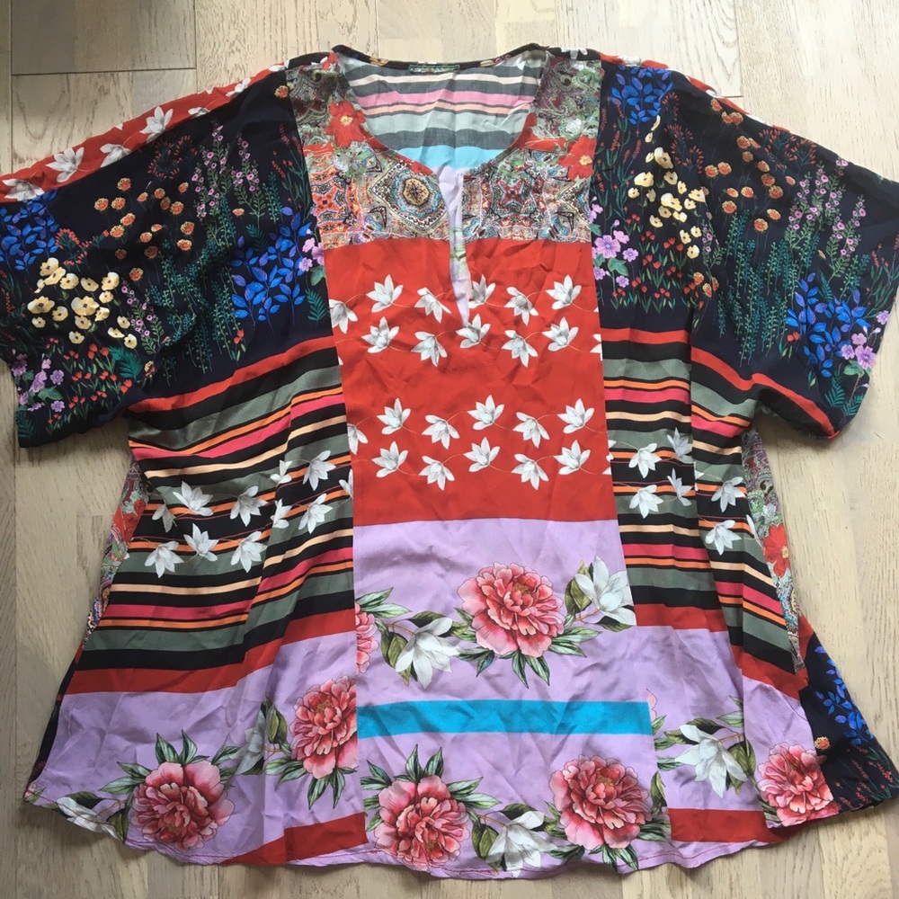 Johnny Was patchwork floral boho flow tunic
